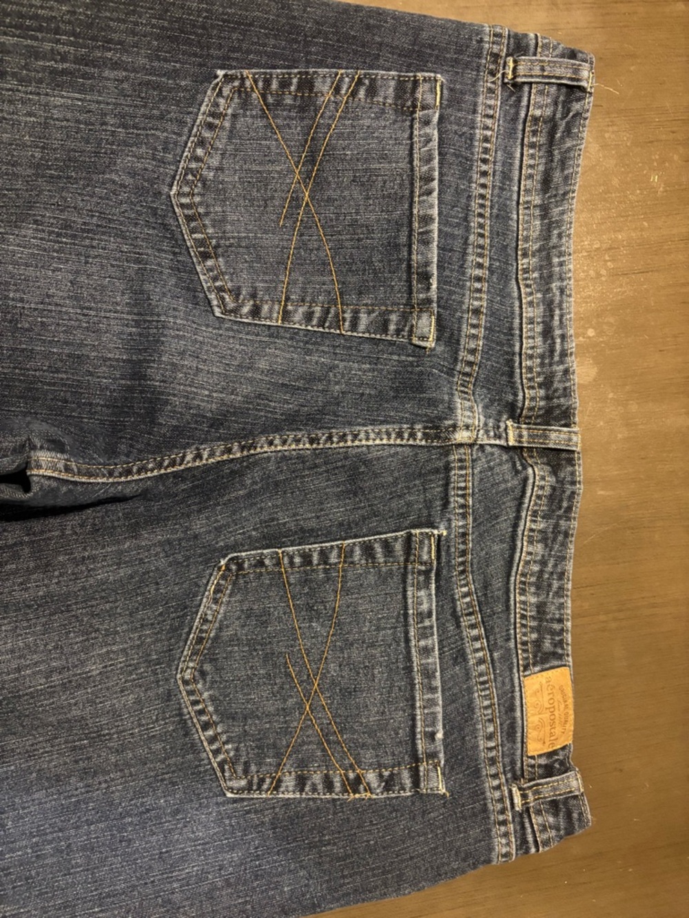 Aeropostale Dark Indigo Jeans with Gold Stitching